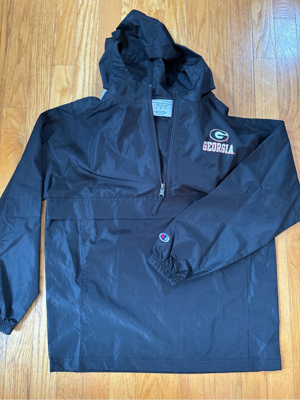 Georgia Bulldogs Black Pullover Youth Windbreaker Jacket Size XL (14-16)